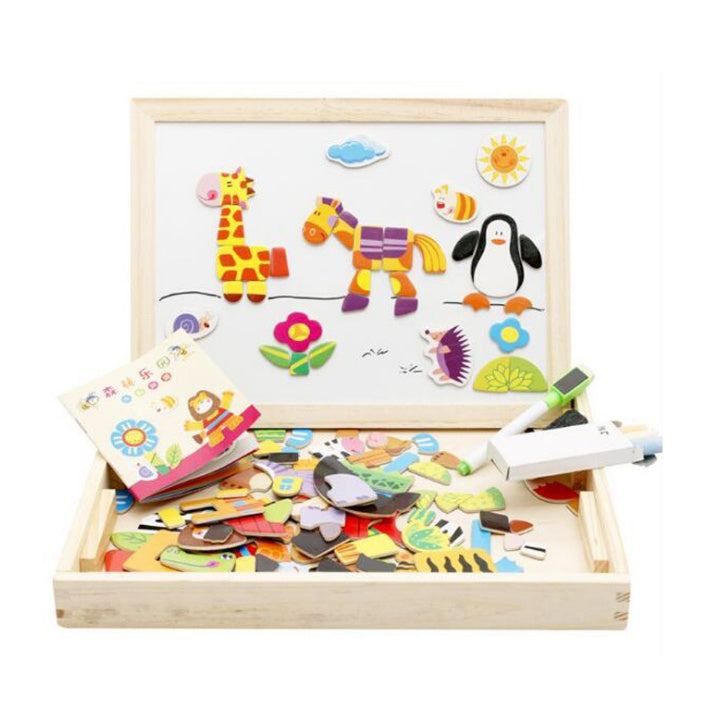 Magnettafel für Kinder mit Tierpuzzle & Kreide – Kreatives 2in1 Spielzeug