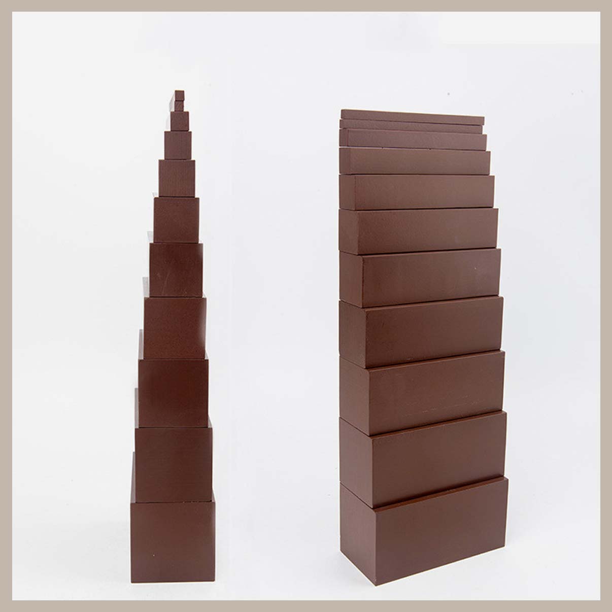 Stapelturm in Braun aus Holz | Montessori Braune Treppe