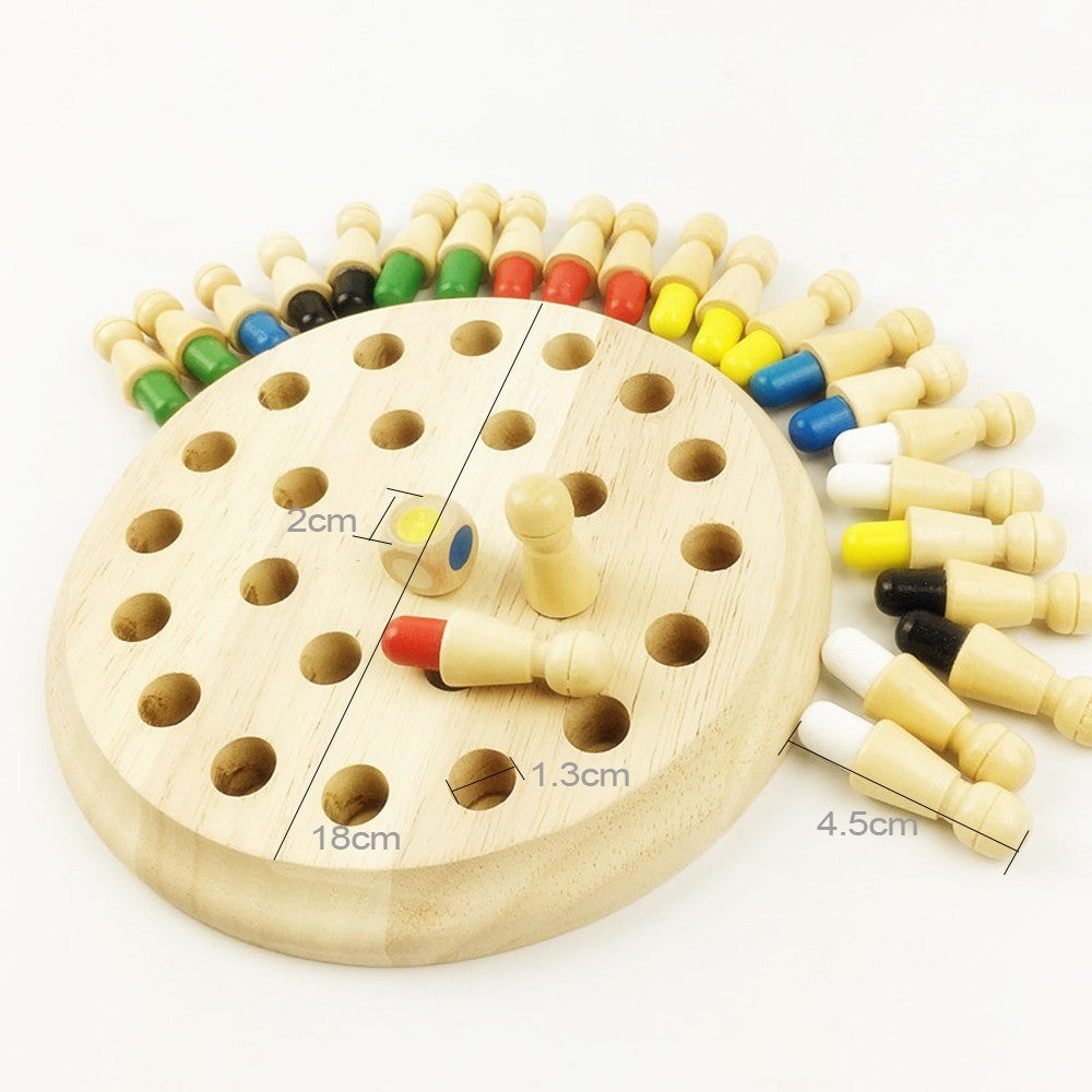 Montessori Farb-Memory Schachspiel aus Holz – Kreatives Lernspielzeug für Kinder