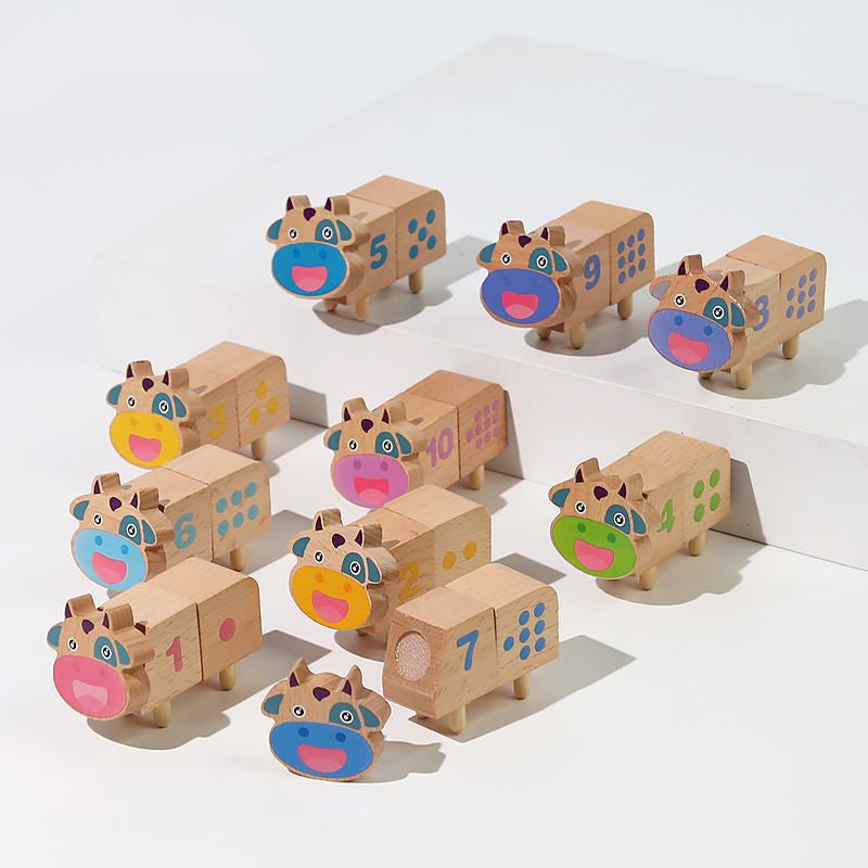 Kinder 3D Holz Puzzle - Zahlen-Lernspiel „Kuh & Zahlen“