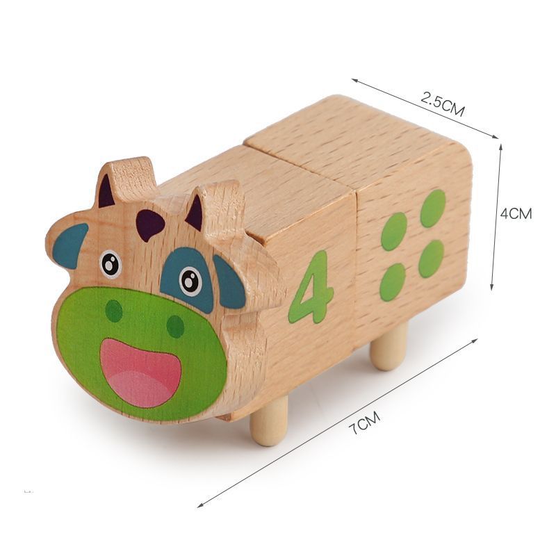 Kinder 3D Holz Puzzle - Zahlen-Lernspiel „Kuh & Zahlen“