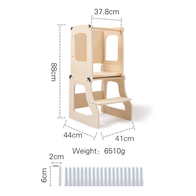 Lernturm aus hochwertigem Holz mit 3-in-1 Funktion