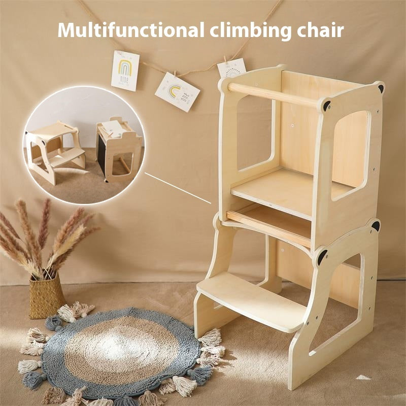 Lernturm aus hochwertigem Holz mit 3-in-1 Funktion