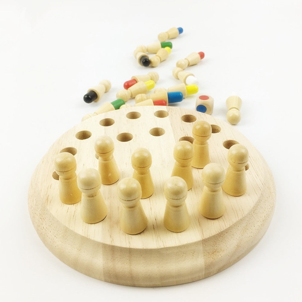 Montessori Farb-Memory Schachspiel aus Holz – Kreatives Lernspielzeug für Kinder