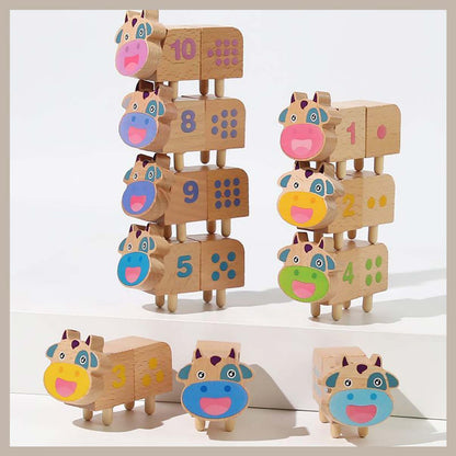 Kinder 3D Holz Puzzle - Zahlen-Lernspiel „Kuh & Zahlen“