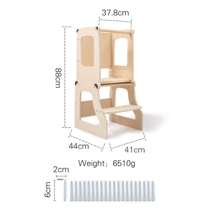 Lernturm aus hochwertigem Holz mit 3-in-1 Funktion